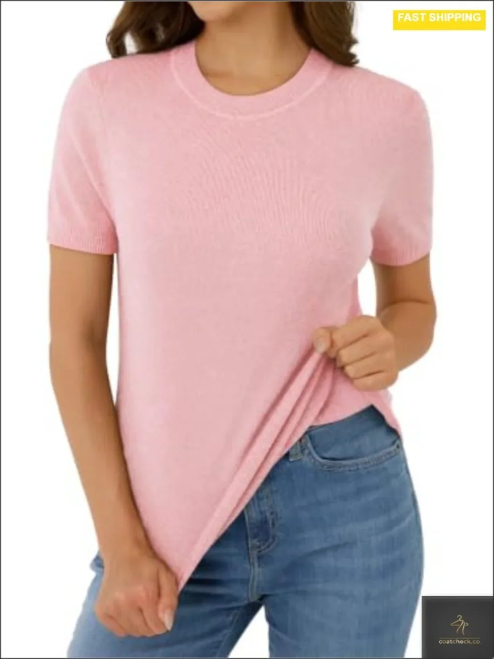 Soft Wool Blend Knit Short Sleeve Sweater Pullover Casual